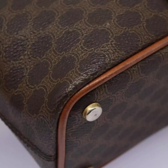 CELINE Macadam Canvas Shoulder Bag PVC Leather Brown Gold Auth EC156 - Picture 4 of 16